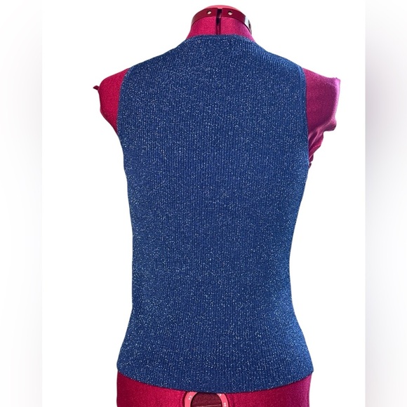 Vintage cobalt blue Sleeveless form fitting rib Knit Top - Picture 4 of 6